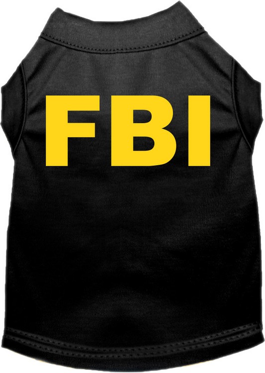 FBI Costume Screen Print Dog Shirt Black Size XS